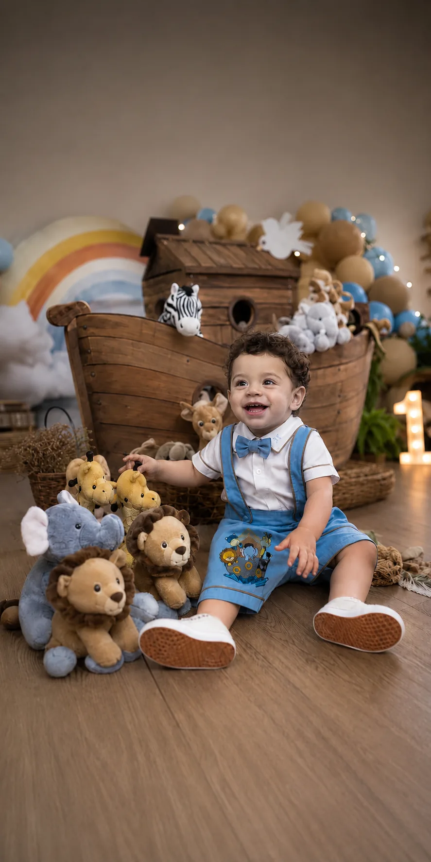 Detalhe de acabamento de uma peça infantil vestida por uma criança.