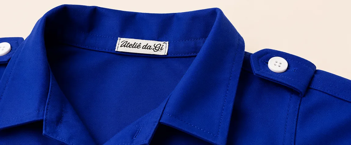 Gola de camisa com platina no ombro