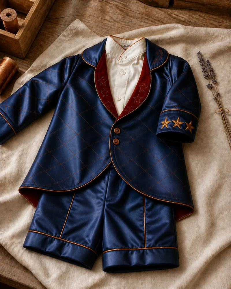 Conjunto Príncipe Luxo · camisa linho ivory e bermuda navy · cerimônia · projeto Costuragi